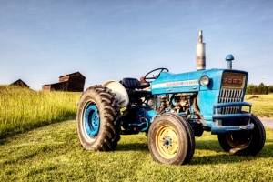 blue tractor, farm equipment, ford, hdr, landscape, west virginia, angela b. pan, abpan