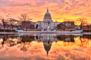 "Capitol on Fire" - An HDR photo of the U.S. Capitol building in Washington DC taken at sunrise on a 'fiery' morning by Angela B. Pan.