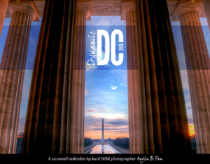 The Dynamic DC 2013 Wall Calendar features Angela B. Pan’s HDR photos of Washington DC’s most iconic landmarks including: the Washington Monument, the Lincoln Memorial, the White House, the Martin Luther King Jr. Memorial and the Vietnam Memorial.