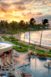 sheraton, kauai, hotel, hawaii, sunrise, pool, lava lounge, angela b. pan, abpan, photo, photography, hdr, travel, beach,