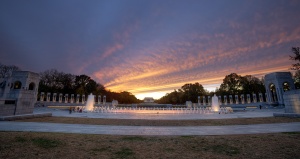 wwii, memorial, sunset, lincoln, memorial, fountain, clouds, washington dc, travel, america, usa, united states