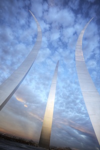 air force memorial, clouds, sunset, arlington, va, virginia, memorial, looking up, united states, usa
