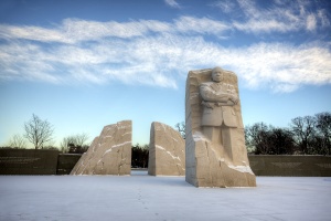 martin luther king jr memorial, washington dc, tidal basin, snow, clouds, sunrise, early morning, travel, usa, united states,