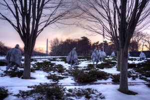 korean war memorial, washington dc, sunrise, early morning, snow, winter, travel, washington monument, trees, united states, usa, korean war