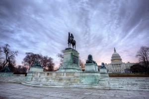 ulysses s grant, capitol, statue, washington dc, clouds, sunrise,