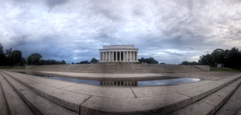 lincoln memorial, abraham lincoln, memorial, reflection, morning after, storm, rain, reflection, puddle, washington dc, sunrise, clouds